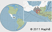 Savanna Style Location Map of Frontera Comalapa, highlighted country, highlighted parent region, hill shading