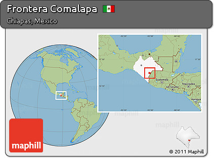 Savanna Style Location Map of Frontera Comalapa, highlighted parent region
