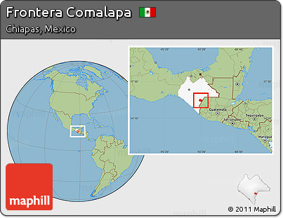 Savanna Style Location Map of Frontera Comalapa, highlighted parent region