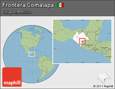 Savanna Style Location Map of Frontera Comalapa, highlighted parent region