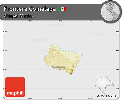 Physical Map of Frontera Comalapa, single color outside