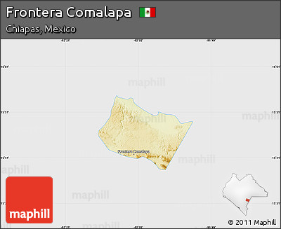 Physical Map of Frontera Comalapa, single color outside