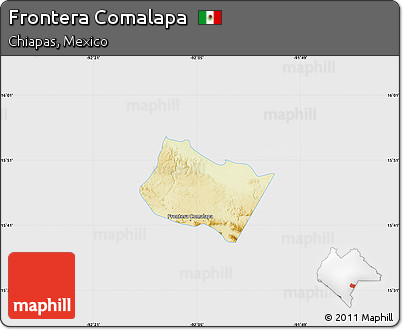 Physical Map of Frontera Comalapa, single color outside
