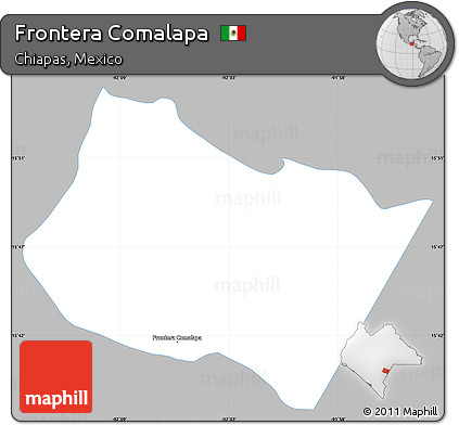 Gray Simple Map of Frontera Comalapa, single color outside