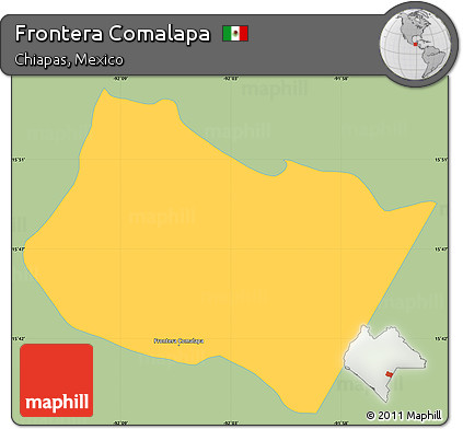 Savanna Style Simple Map of Frontera Comalapa, single color outside