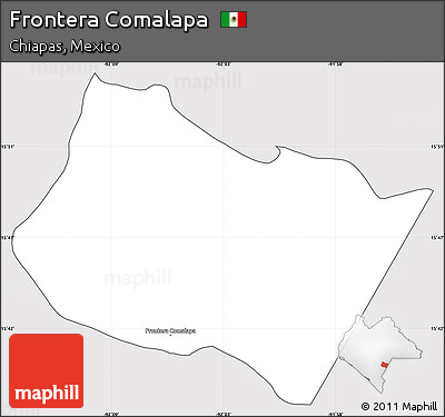 Silver Style Simple Map of Frontera Comalapa, cropped outside