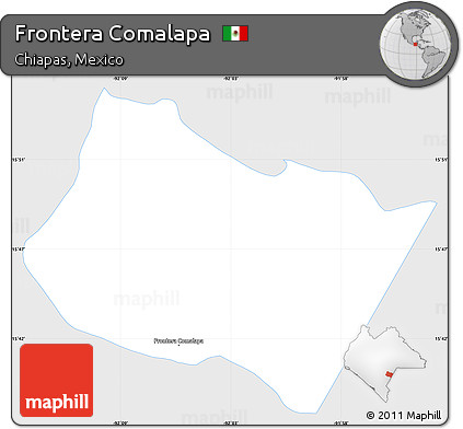 Silver Style Simple Map of Frontera Comalapa, single color outside