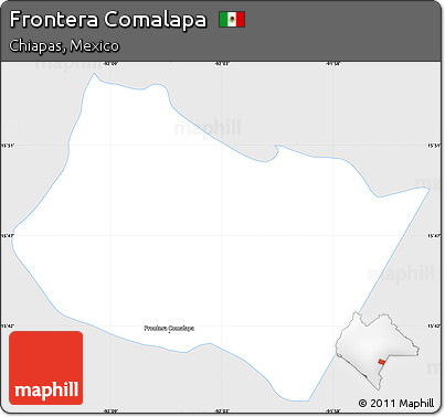 Silver Style Simple Map of Frontera Comalapa, single color outside