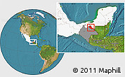 Satellite Location Map of Palenque, highlighted country, highlighted parent region