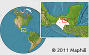 Satellite Location Map of Palenque, highlighted parent region