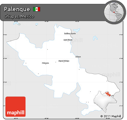 Silver Style Simple Map of Palenque, single color outside