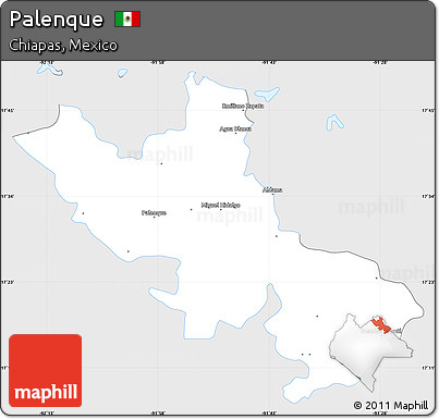 Silver Style Simple Map of Palenque, single color outside