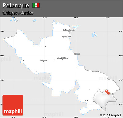 Silver Style Simple Map of Palenque, single color outside