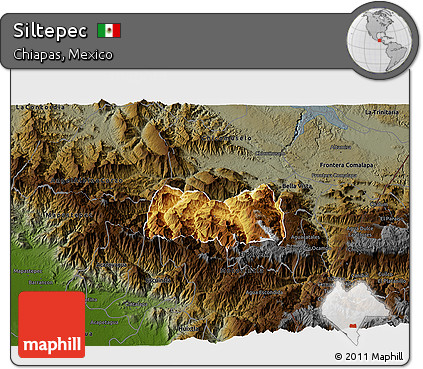 Physical 3D Map of Siltepec, darken