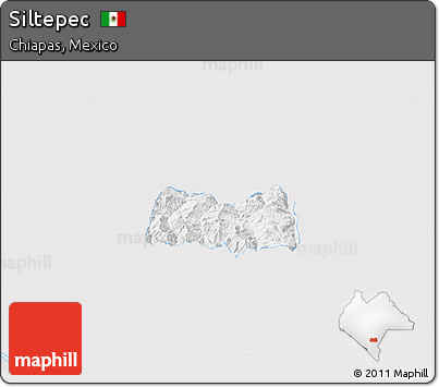 Silver Style 3D Map of Siltepec, single color outside
