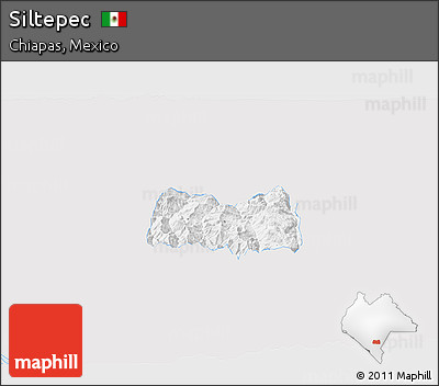 Silver Style 3D Map of Siltepec, single color outside