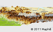 Shaded Relief Panoramic Map of Siltepec, physical outside