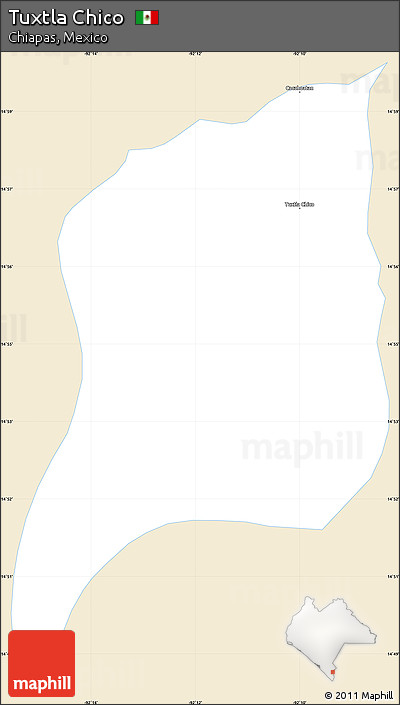 Classic Style Simple Map of Tuxtla Chico, single color outside