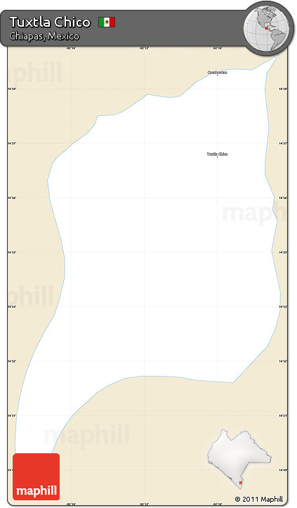 Classic Style Simple Map of Tuxtla Chico, single color outside