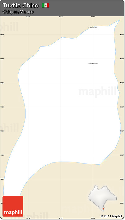 Classic Style Simple Map of Tuxtla Chico, single color outside