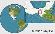 Satellite Location Map of Tuxtla Gutierrez, highlighted country