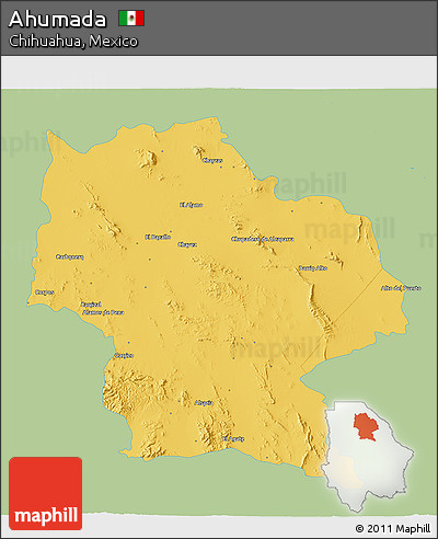 Savanna Style 3D Map of Ahumada, single color outside