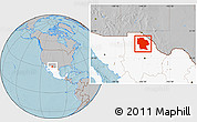 Gray Location Map of Ahumada, highlighted country, hill shading