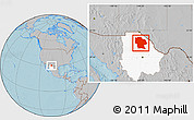 Gray Location Map of Ahumada, highlighted parent region, hill shading