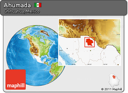 Physical Location Map of Ahumada, highlighted country