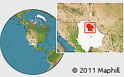 Satellite Location Map of Ahumada, highlighted parent region