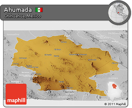 Physical Panoramic Map of Ahumada, lighten, desaturated