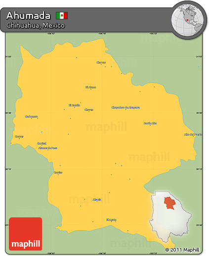 Savanna Style Simple Map of Ahumada, single color outside