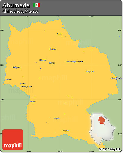 Savanna Style Simple Map of Ahumada, single color outside
