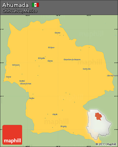 Savanna Style Simple Map of Ahumada, single color outside