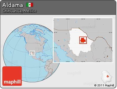 Gray Location Map of Aldama, highlighted parent region