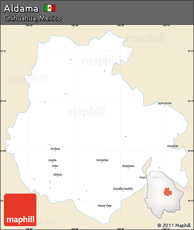 Classic Style Simple Map of Aldama, single color outside