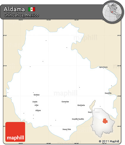 Classic Style Simple Map of Aldama, single color outside