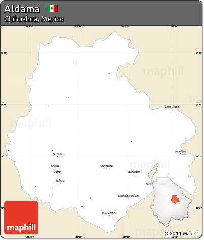 Classic Style Simple Map of Aldama, single color outside
