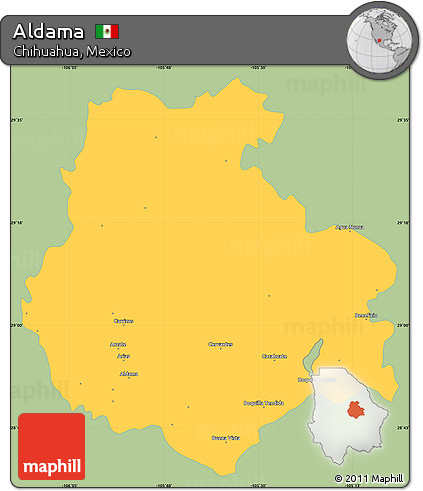 Savanna Style Simple Map of Aldama, single color outside