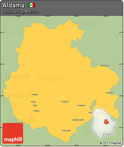 Savanna Style Simple Map of Aldama, single color outside