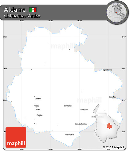 Silver Style Simple Map of Aldama, single color outside