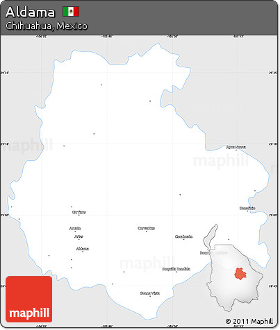 Silver Style Simple Map of Aldama, single color outside