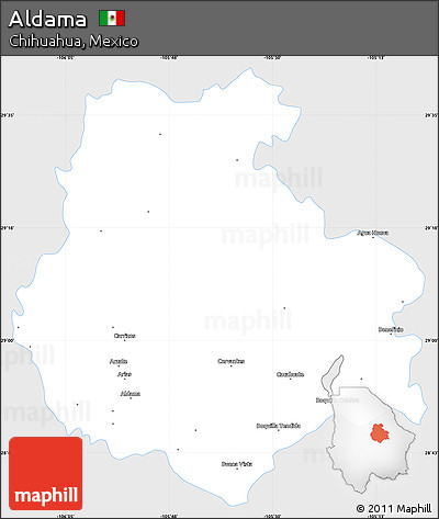 Silver Style Simple Map of Aldama, single color outside