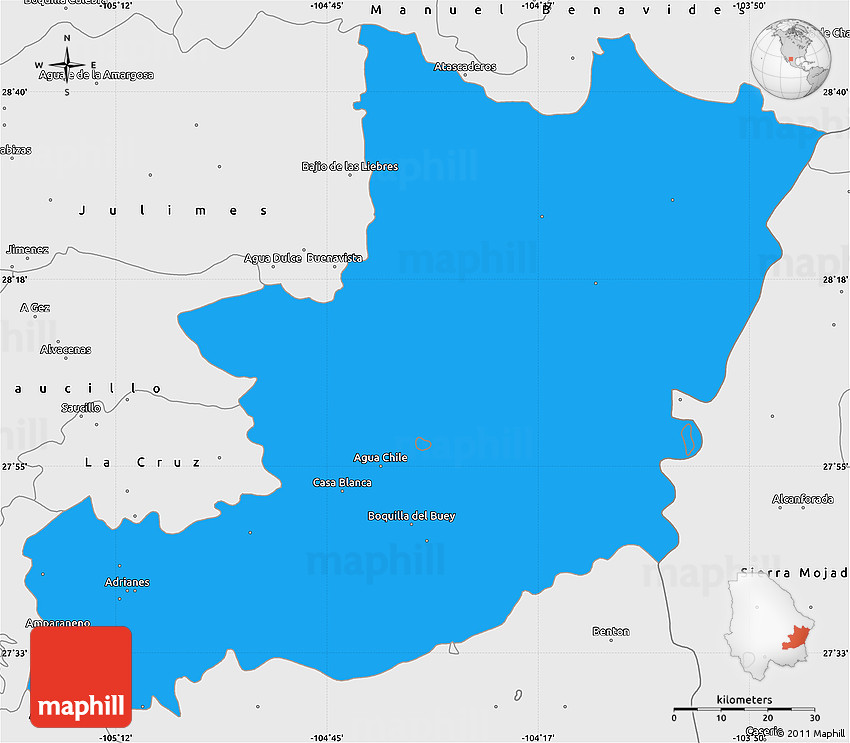 Political Simple Map of Camargo, single color outside, borders and labels