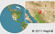 Satellite Location Map of Casas Grandes