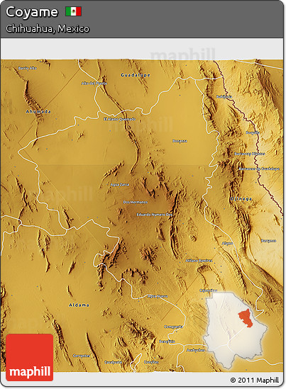 Physical 3D Map of Coyame
