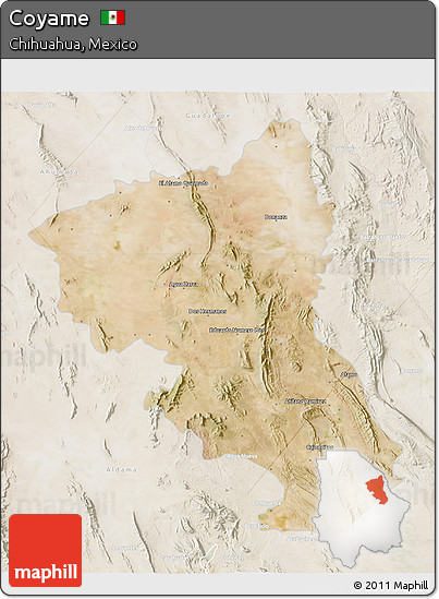 Satellite 3D Map of Coyame, lighten