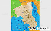 Satellite 3D Map of Coyame, political outside