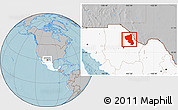 Gray Location Map of Coyame, highlighted country, hill shading