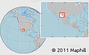 Gray Location Map of Coyame, highlighted parent region, within the entire country, hill shading